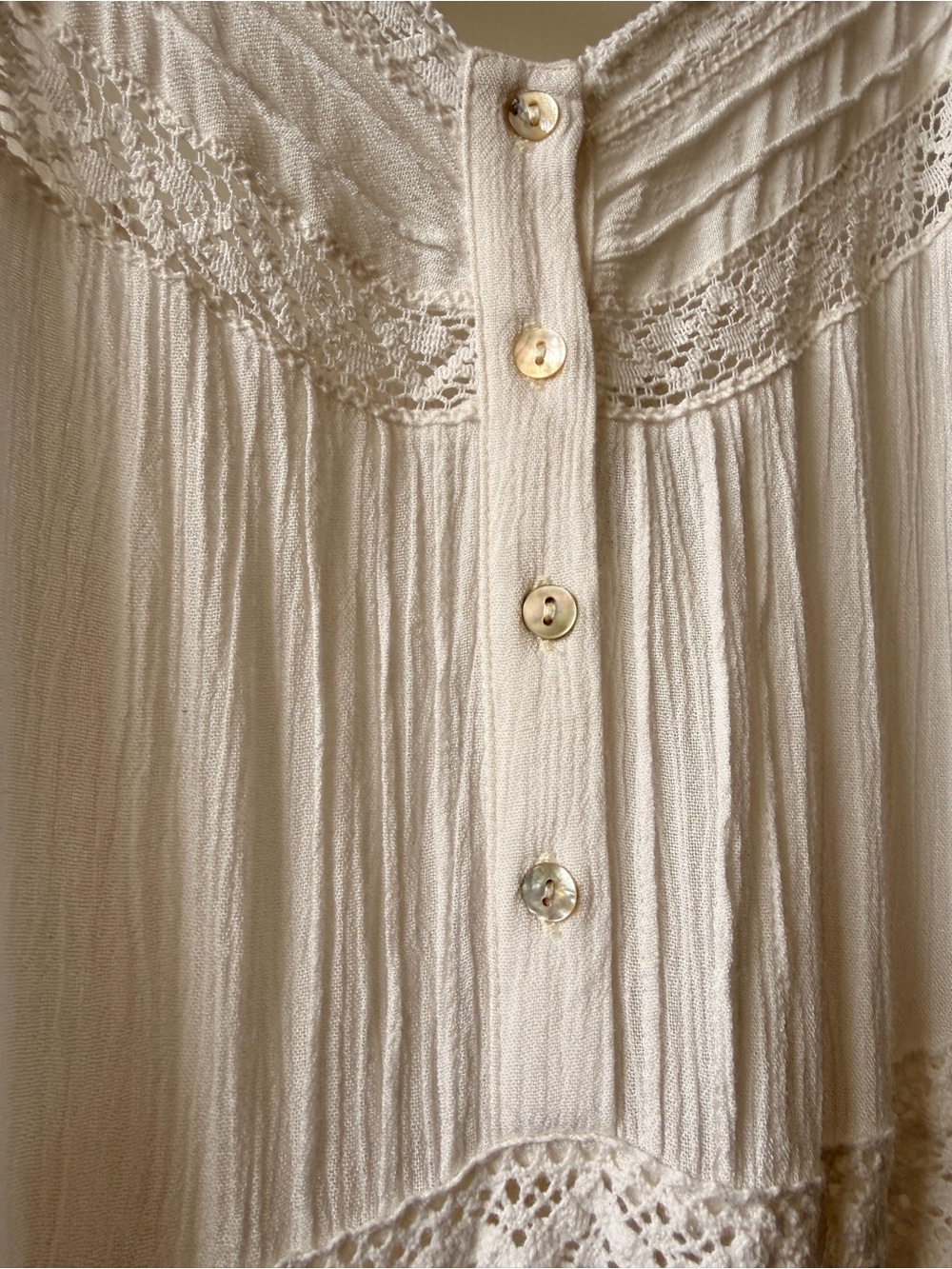 Forever 21 White Crochet-Trim Tiered Maxi Dress Prairie Boho S - Picture 6 of 14